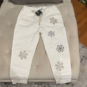 Stylish White Floral Pants